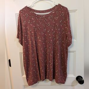 Women's Mauve Floral Short Sleeve Top